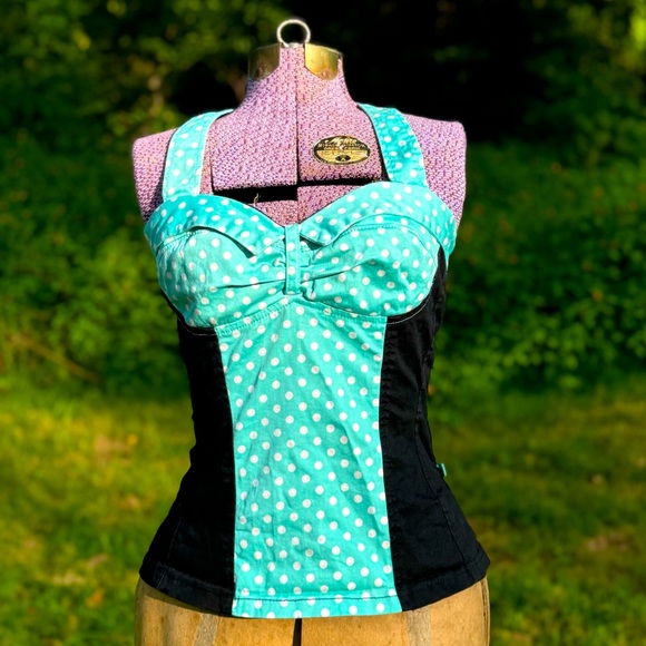 Retro style rockabilly pinup halter corset top Royal Bones by Daang (Tripp NYC) - Picture 1 of 9